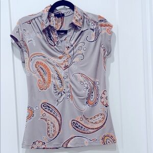 Alfani Paisley Gray and Orange women blouse